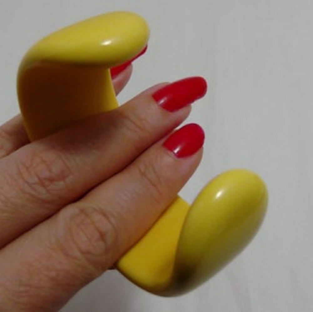Vintage 1940s Bakelite Deco yellow chunk cuff bracelet test Rich Egg Yolk Color